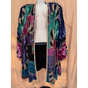 Judith Ann Plus Kimono Duster Sequins Beads Pearls 3X  (22-24)
